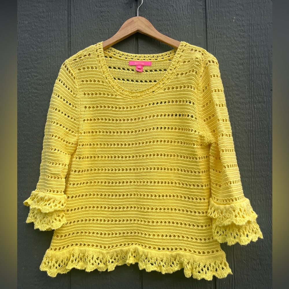 ☀️ Lilly Pulitzer Yellow Crochet Knit Top ☀️